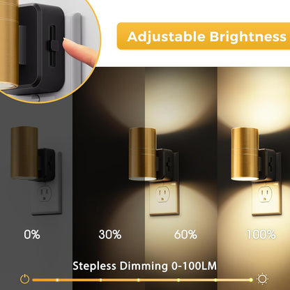 L LOHAS LED Night Light,Dimmable Night Lights Plug into Wall, 2 Pack Acrylic Nightlight with 0-100 LM Adjustable Brightness, 3000K Plug in Night Light with Dusk to Dawn Sensor, for Bathroom Hallway