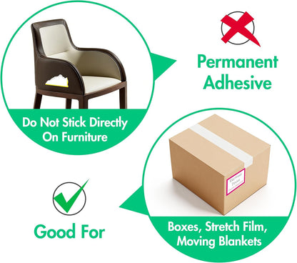 160 PCS Moving Labels, 8 Color-Coded Self-Adhesive Rectangular Stickers for Boxes, Large Home Moving Blank Packing Labels for Cartons, Storage Bins, Office Uses (6” x 4”)