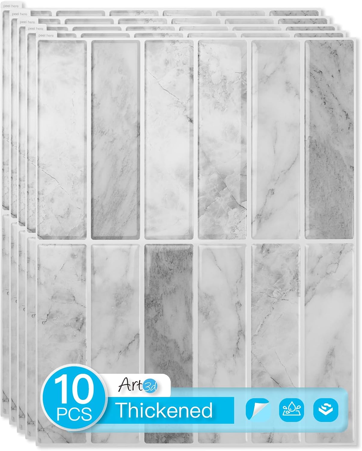 Art3d 11.4 x 9 Inch Heavy-Duty Peel and Stick Backsplash for Home Décor, 10-Pack PVC Wall Tiles for Kitchen Countertop, Green