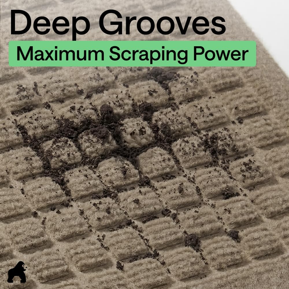 GORILLA GRIP® Ultra Absorbent Front Door Mat Outside Entrance, Traps Dirt and Moisture, HydroABSORB Indoor Outdoor Doormat Holds Up to 1.7 Cups Water, Stain and Fade Resistant Welcome Mat, 29x17 Black