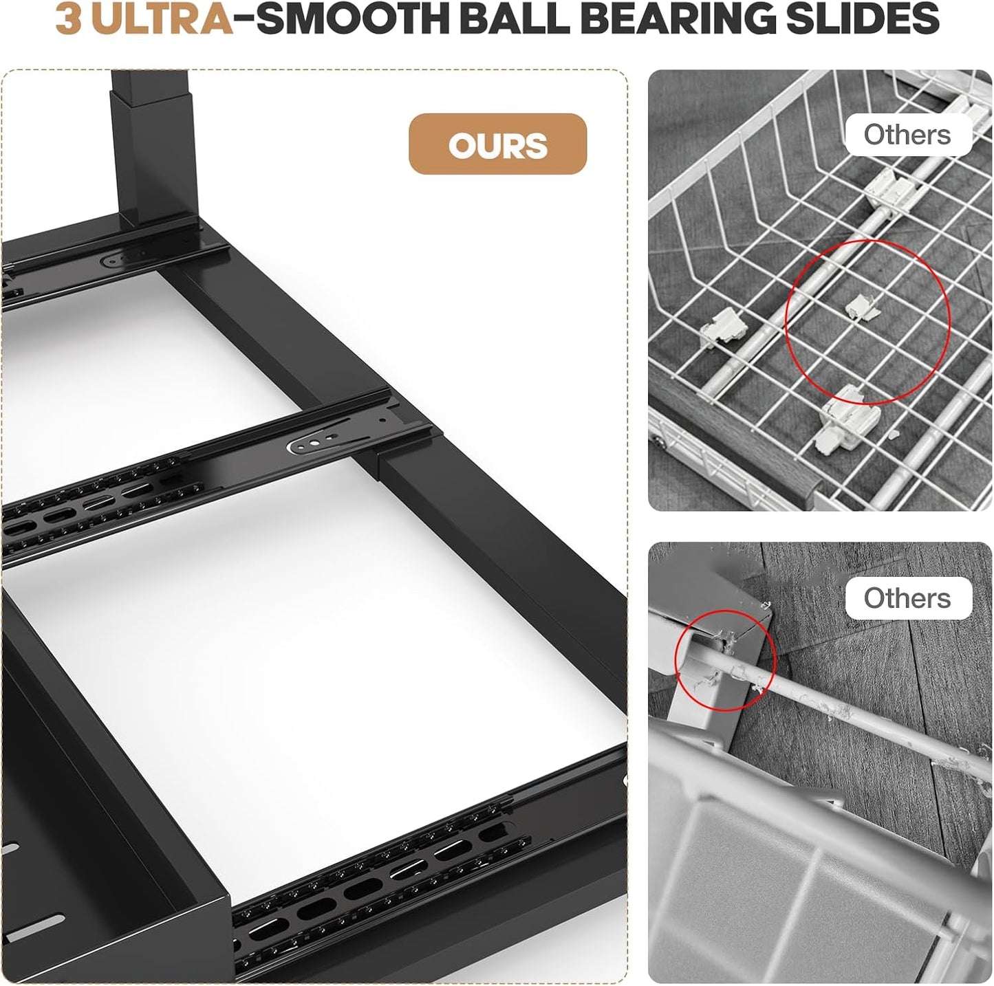 1 Pack Expandable Under Sink Organizers And Storage With Upgrade Ball-Bearing Slide Tracks,2-Tier Pull Out Under Cabinet Organizer Height Adjustable,Slide Out Under Sink Drawers-Black(Patent Pending)