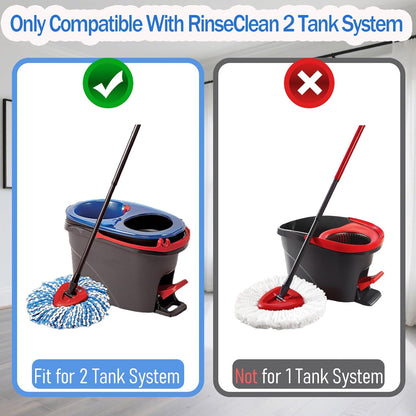 7-Pack Mop Replace Heads Compatible for O Ceda, Spin Mop Refill Head Replacement for RinseClean 2-Tank System - Fluffy Microfiber, Machine Washable and Easy to Replace