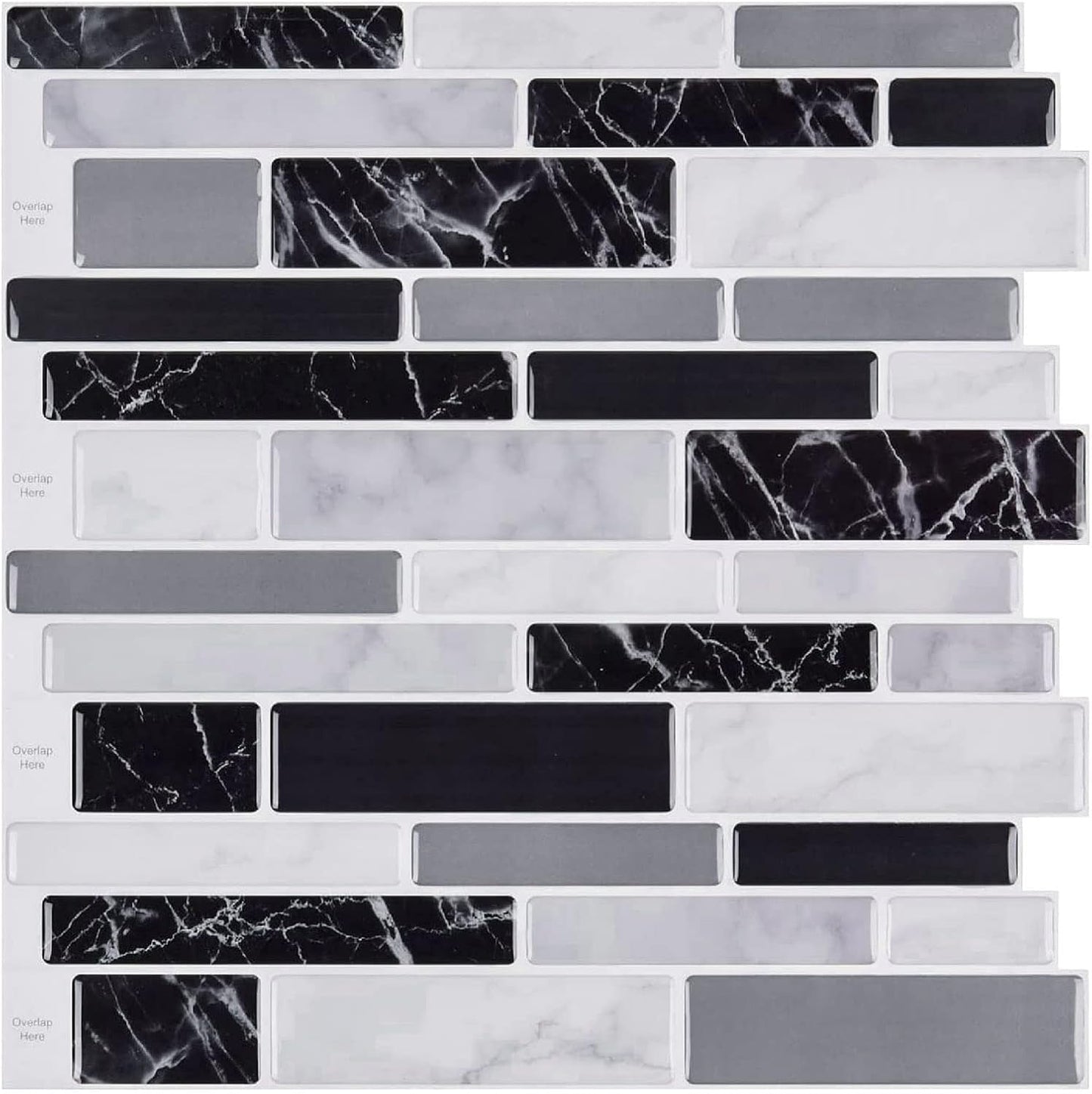 WOWSTAR 10-Sheet Peel and Stick Backsplash Tile for Kitchen Wall, Back Splash Stick On Tiles for Kitchen (12"x 12", Gray)