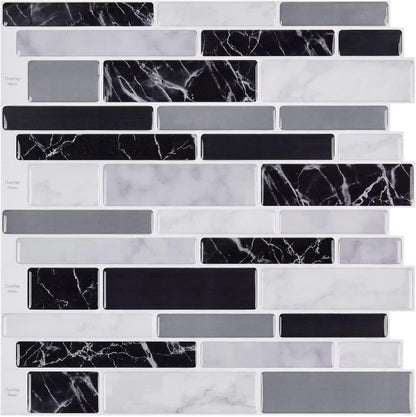 WOWSTAR 10-Sheet Peel and Stick Backsplash Tile for Kitchen Wall, Back Splash Stick On Tiles for Kitchen (12"x 12", Gray)