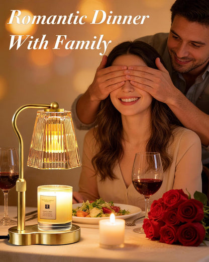 Candle Warmer Lamp with Timer & Dimmable Settings, Adjustable Height Flameless Scented Wax Melter for Jar Candles, Elegant Home Decor Warmer Lamp with 2 Bulbs, Gift for Women Mom Friend Family, Black