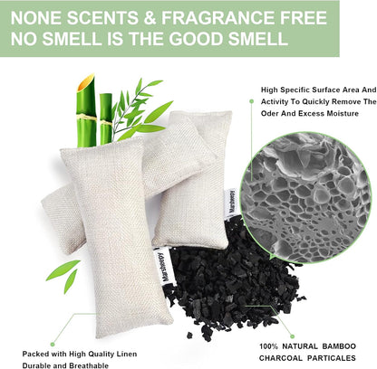 Marsheepy 6 Pack Activated Charcoal Odor Absorber Bags, Shoe Deodorizer insert and Shoe Odor Remover, 100% Natural Shoes Smell Remover，Shoe Odor Eliminatorr (60g X 6 PACK)