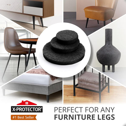 Felt Furniture Pads X-PROTECTOR - 48 Premium Floor Protector Chair Felts for Feet Wood Floors Best Hardwood Protect Your Hard Floors! (Brown)