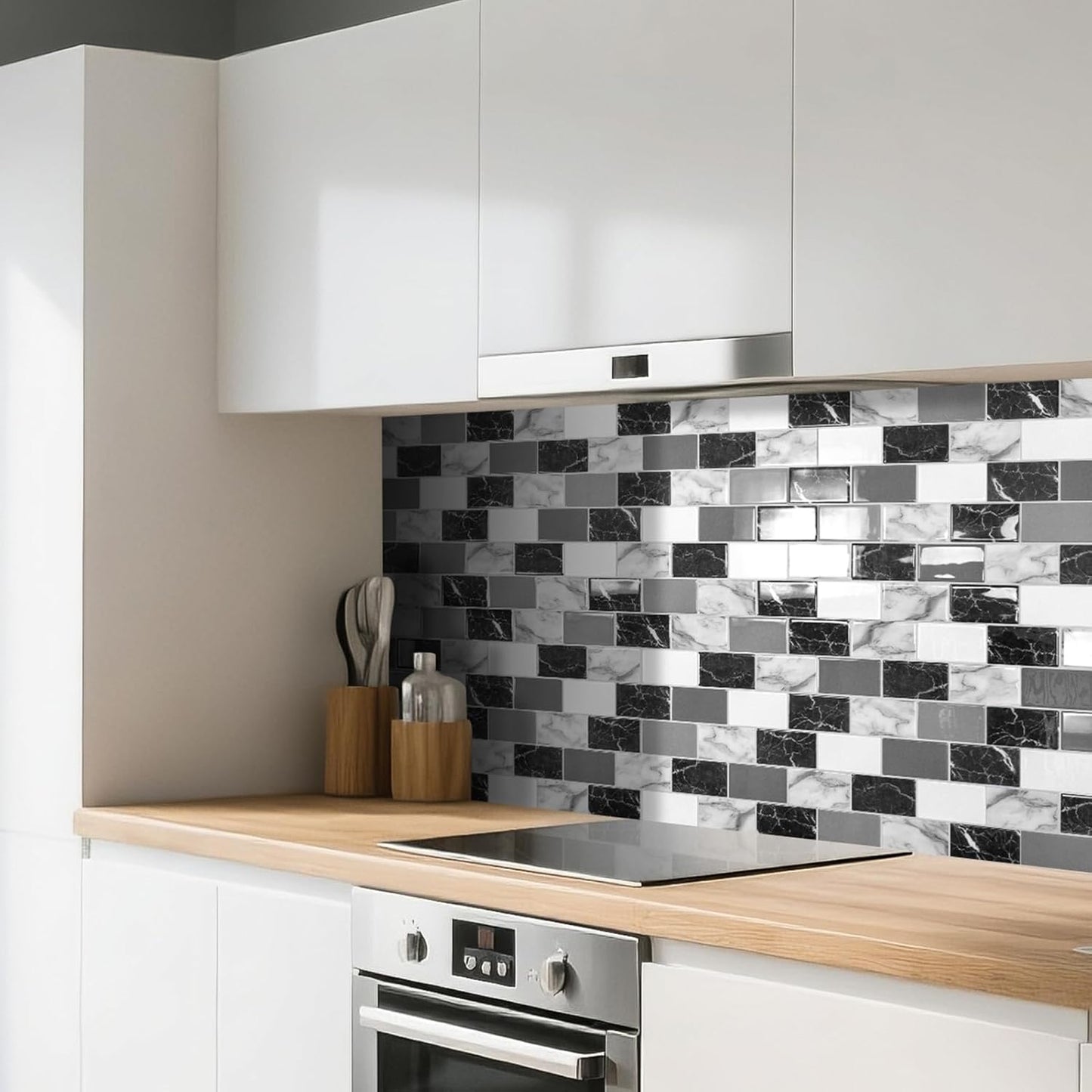 Art3d Peel and Stick Backsplash for Kitchen White Subway (10 Tiles, Thicker Design)