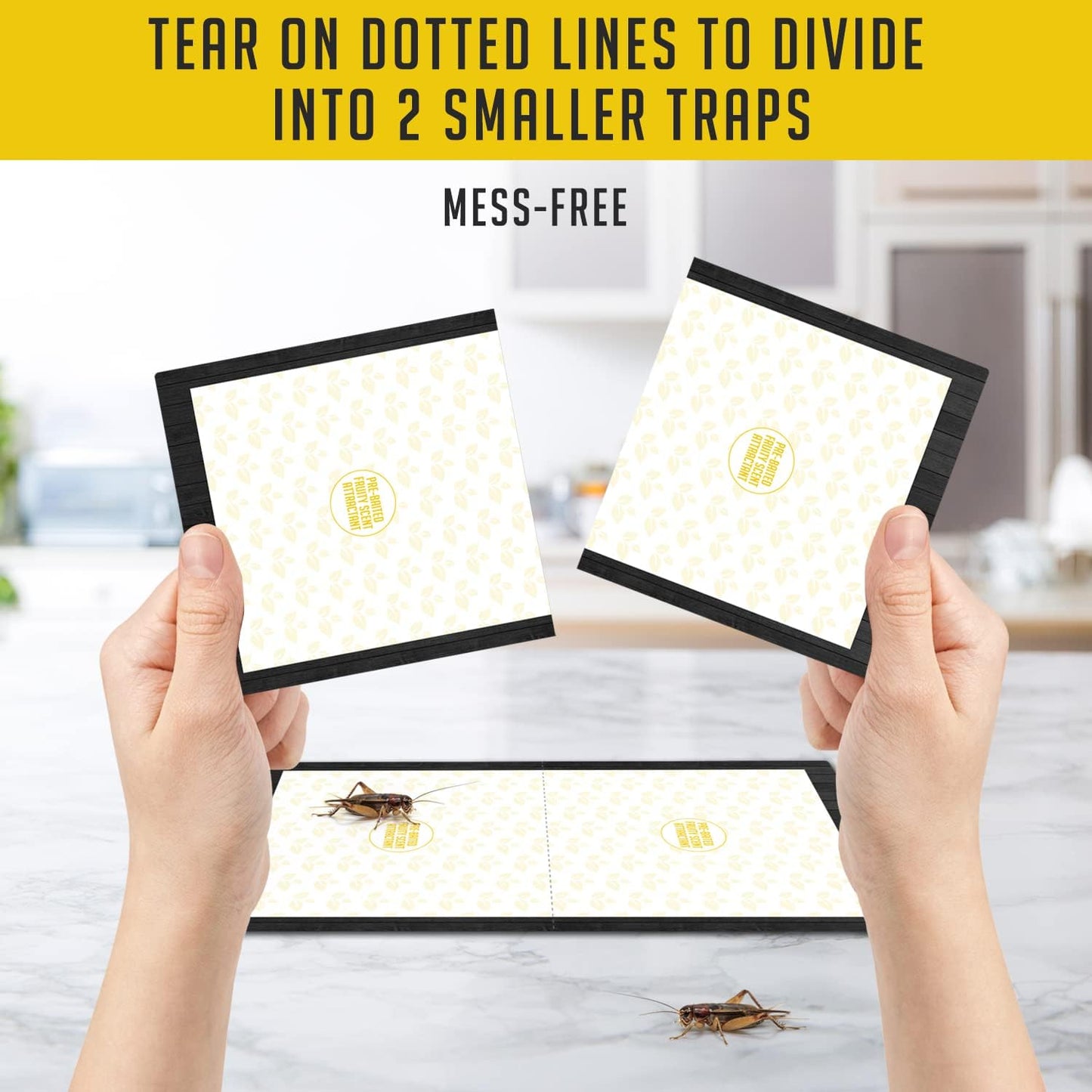 Cricket Traps Indoor (12 Traps) Extra Large Bug Sticky Traps - Non-Toxic Extra Sticky Glue Traps for Bugs - Pre-Baited Fruity Scent Crickets Bug Trap Indoor - Insect Glue Traps for Bugs - Trap a Pest