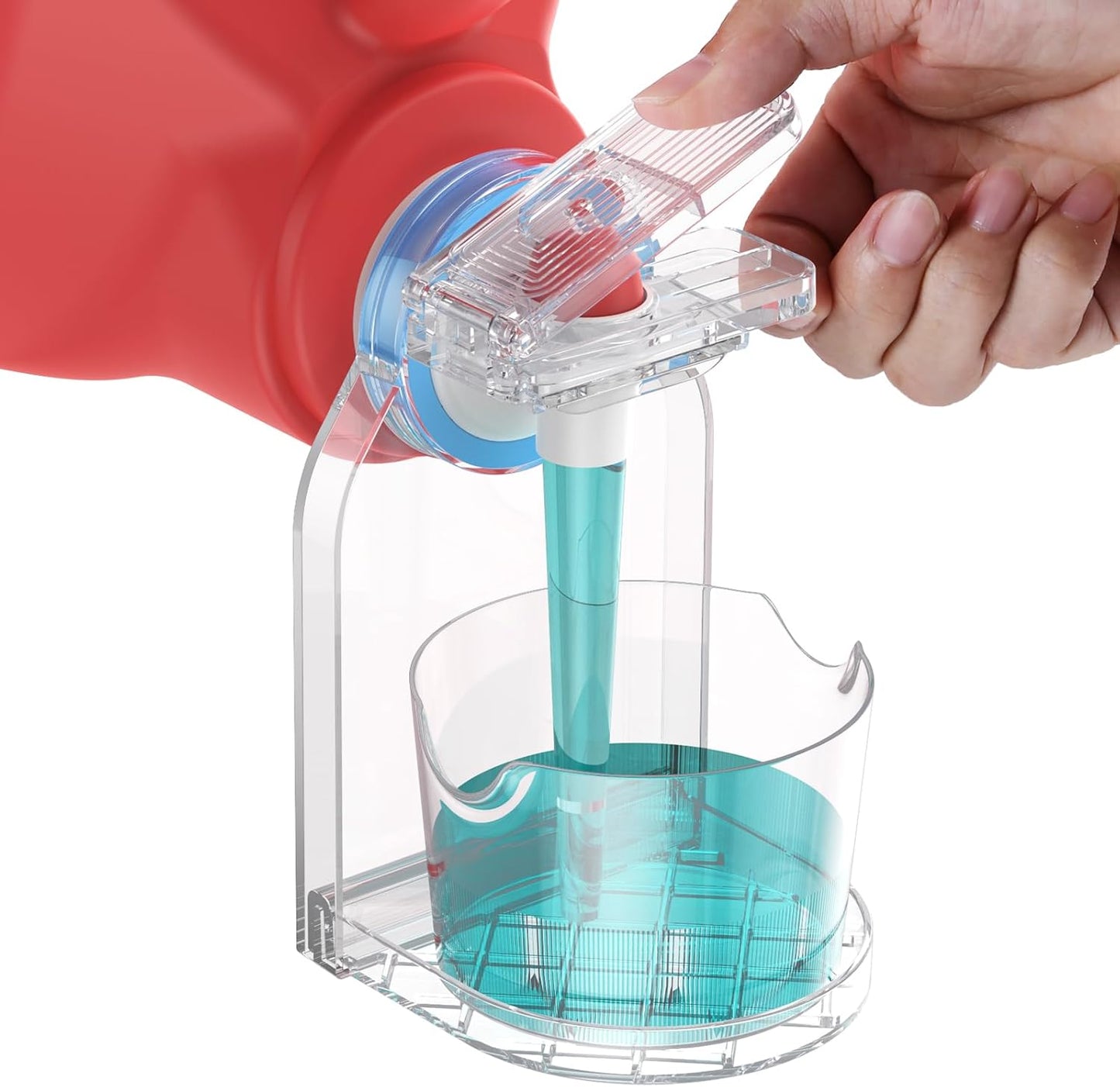 Clear Laundry Detergent Dispenser Cup Holder & Nozzle Force-Saving Switch, Drip Catcher, Soap Dispenser, laundry room organization decor (Clear 2 Pack)
