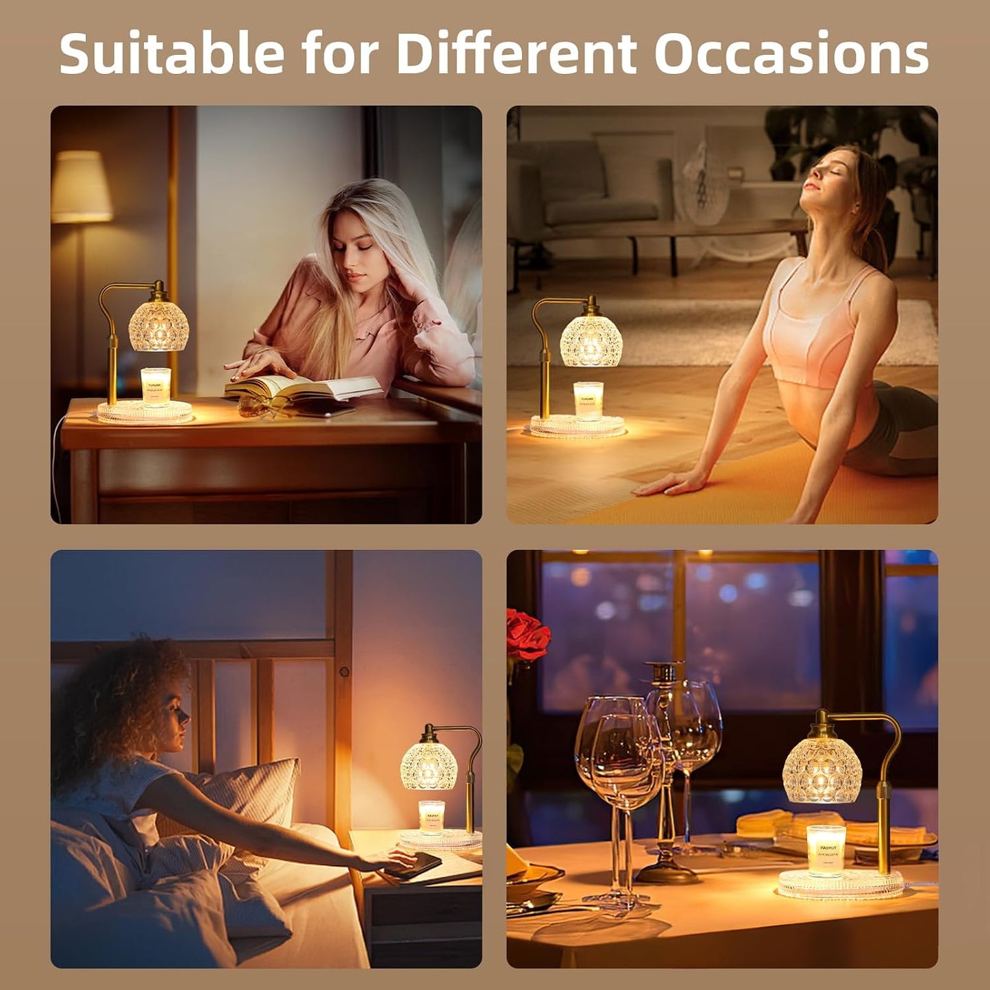 Candle Warmer Lamp with Timer & Dimmer, Glass Lamp Candle Warmer for Jar Candles, UPGRATED with 3 Bulbs, Height Adjustable Electric Wax Warmer for Elegant Home Decor (Crystal Clear)