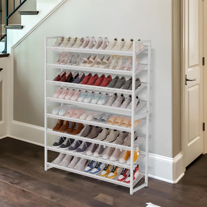 Large Shoe Rack 8 Tier Shoe Organizer, Heavy Duty Metal 4-Tier Stackable Shoe Storage Vertical Shoe Rack for Closet Front Door Entrance, Up to 50 Pairs, 44.8" W x 11.4" D x 56.7" H, Black