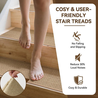 YDKGL Stair Treads Non Slip for Wooden Steps Indoor 15 Pack, Reusable Peel and Stick Adhesive Stair Treads Runner Rugs, Stair Carpet Floor Mats for Elders Pets, Easy to Install, Brown 8" x 30"