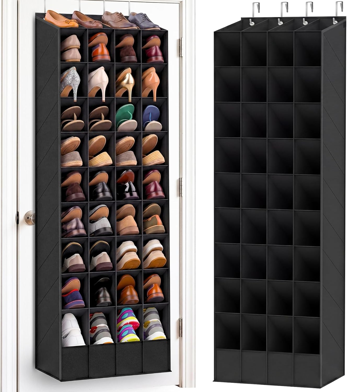 Ofiray-home 30-40 Pairs Over the Door Shoe Organizer | Large & Deep Pockets, Fits Boots, Sneakers or Larger Shoes, Space-Saving Hanging Shoe Rack