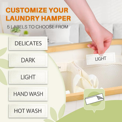 160L Laundry Hamper with Lid, 3 Section Laundry Basket with 3 Removable Bag | Clothes Hampers for Laundry with Bamboo Frame Handle, Large Dirty Clothes Hamper for Laundry Room, Bathroom, Bedroom, Black