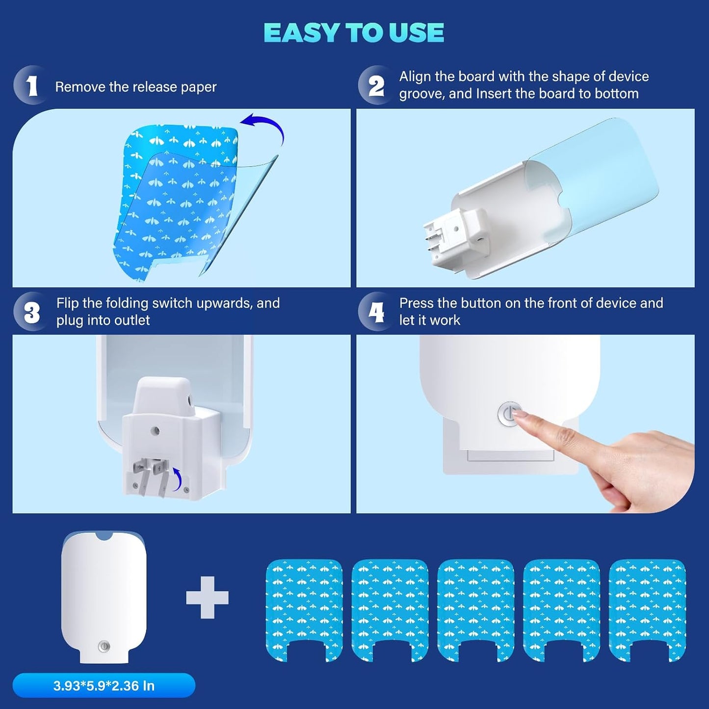 ANTI-BRUMM Flying Insect Trap, Fruit Fly Trap Plug in Bug Catcher, Bug Light Trap Indoor Fly Trap for Home Mosquito Indoor Killer, Light Attract & Safer Sticky Trap (1 Device + 5 Refills), white