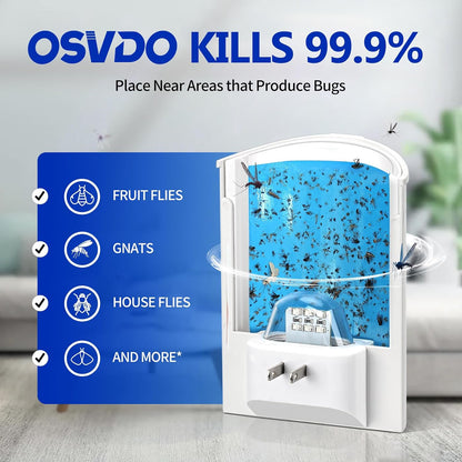 Flying Insect Trap, 2 Devices Fruit Fly Traps for Indoors with 8 Sticky Boards, Gnat Traps for House Indoor Fly Catcher with Blue UV Light, Mosquito Moth Bug Catcher for Home, Kitchen(2026 Upgrade)