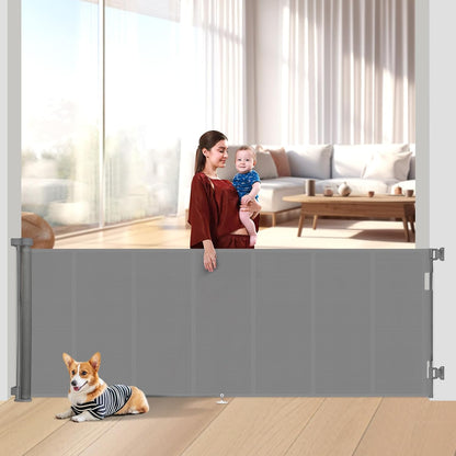 Miumoon 71 inch Retractable Baby Gates 42 inch Tall, Retractable Gate with Reinforced Strip Design to Prevent Crawling Through, 6 FT Retractable Dog Gate for Stairs, Doorways, Hallways, Indoor/Outdoor