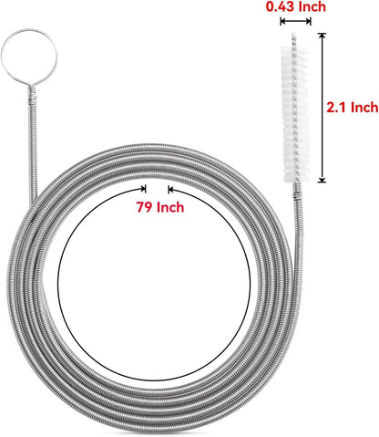 2 Pack 80 Inch Extra Long Flexible Pipe Cleaner Brush, Drain Cleaner Tool for Fridge, Sink Hose, Aquarium Tube, Car Sunroof Drain Cleaning Brush.