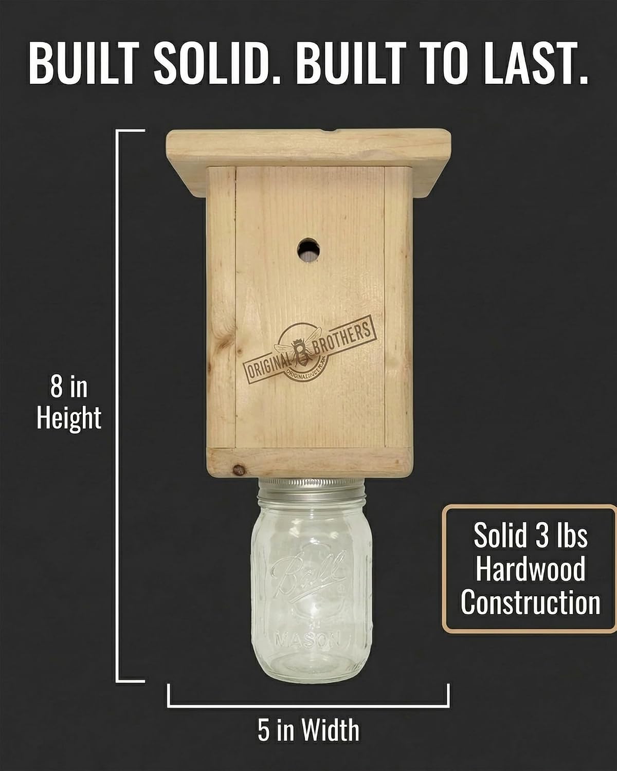 Wooden Carpenter Bee Catchers for Hanging Outdoor Traps Kit - Pack of 2 | Carpenter Bee Traps for Home, Yard, Garden, House with Hanging Kit, Carpenter Bees Natural Wooden Catcher Device Outside