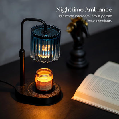 Candeldo Candle Warmer Lamp with Timer: Black Wax Melt Warmer | Height Adjustable, Dimmable, with 2 Bulbs, Modern Farmhouse Decor for Home, Bedroom, Gifts for Women, Birthday, Housewarming