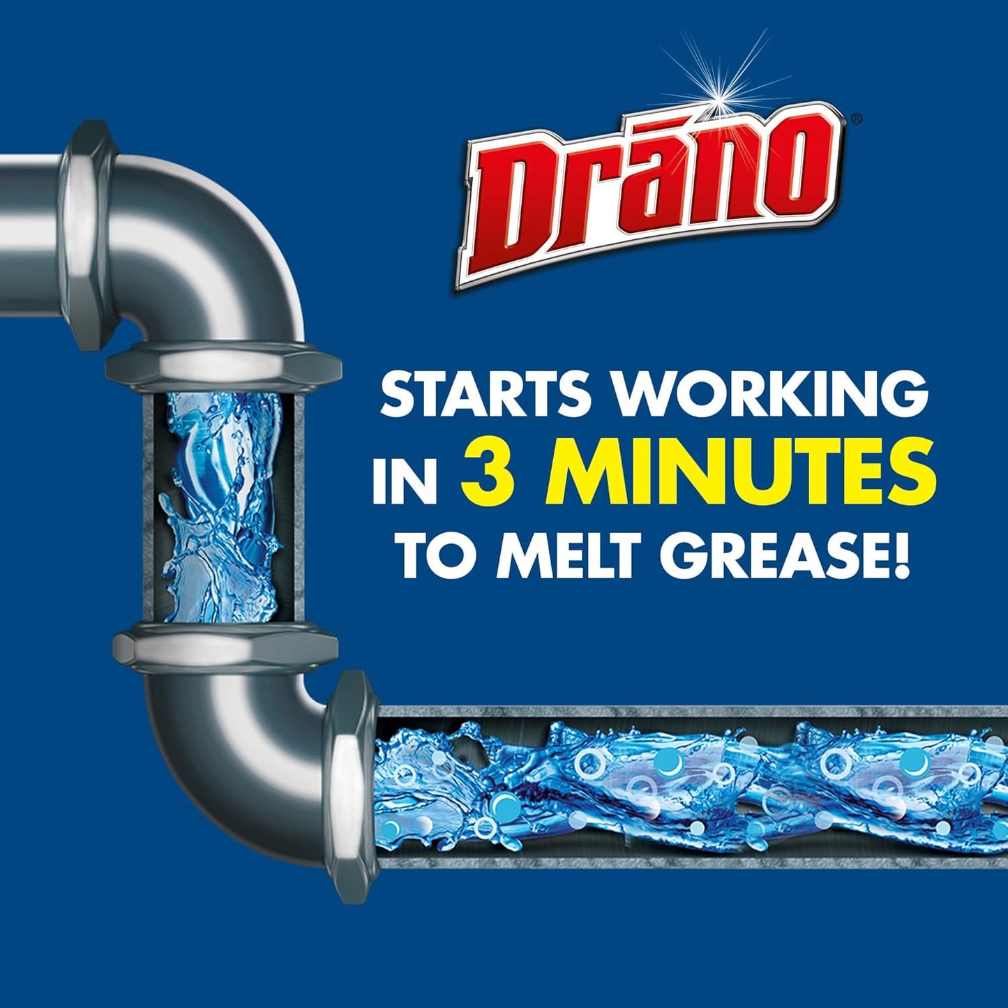 Drano Kitchen Granules Drain Clog Remover and Cleaner, Unclogs Blockage from Grease or Cooking Oil, Commercial Line, 17.6 Oz
