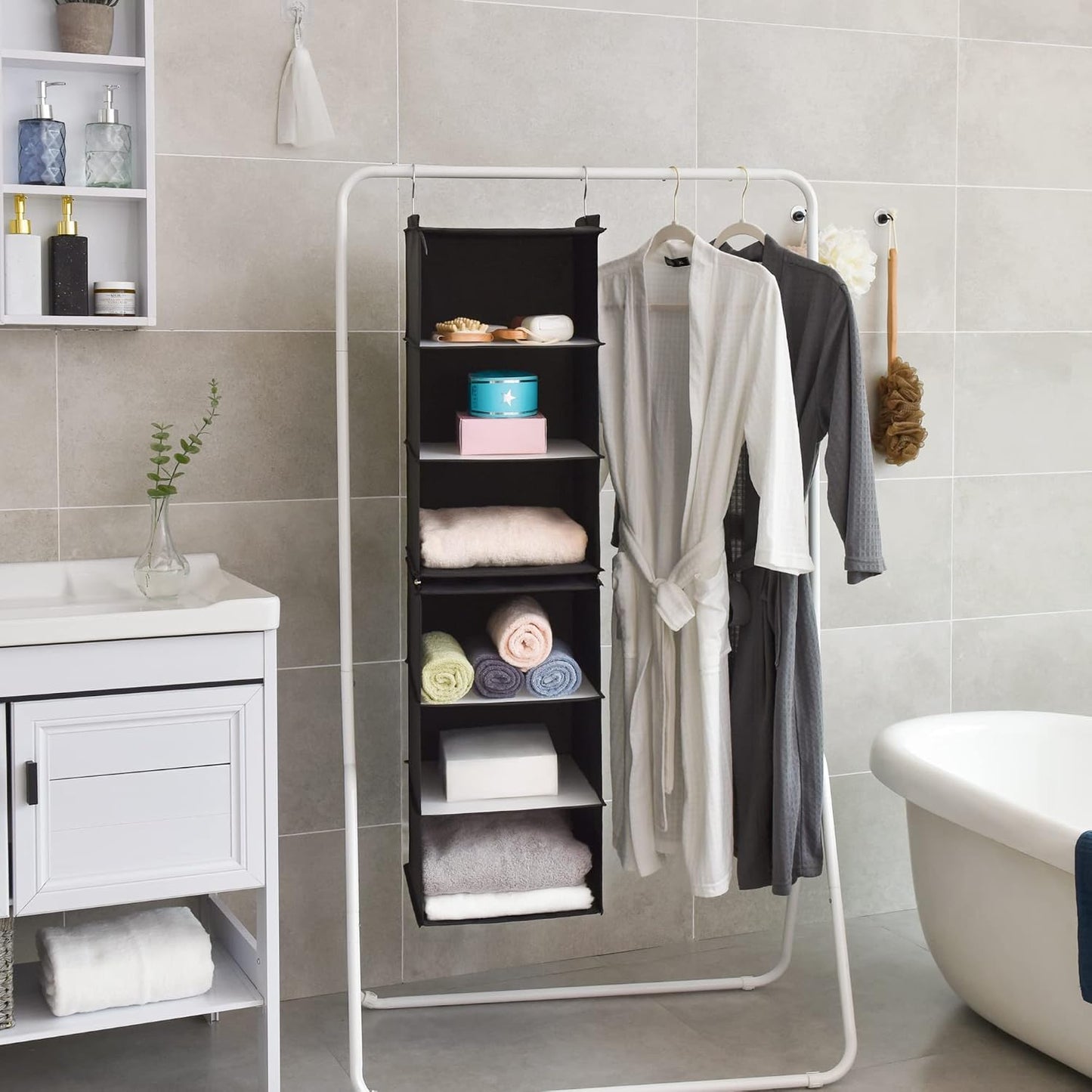 GRANNY SAYS 3-Shelf Hanging Closet Organizer and Storage, Collapsible Hanging Closet Shelves, Hanging Organizer for Closet & RV, Gray, 29 ½" H X 12" W X 12" D, 1-Pack