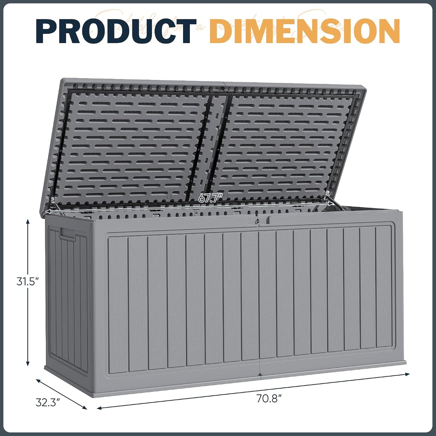 Greesum Outdoor Storage Box 31 Gallon Storage Box with Lid for Patio Furniture, Garden Tools, Pool Supplies, Waterproof and UV Resistant, Lockable, Dark Black