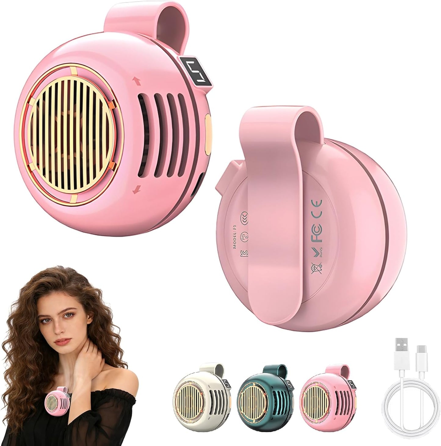 Portable Silent Mini Bladeless Fan Clip On, 5 Speeds 360° Rotatable Clip on Fan for Shirt & Waist, USB Rechargeable Small Fans Portable, 2026 New Whirlwind Fans for Outdoor/Travel/Office, White
