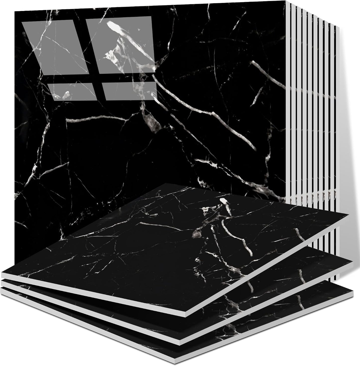Vieshful 20pcs Peel and Stick Backsplash Tile，12"x12" Self Adhesive Marble Tile for Wall, PVC Waterproof Shower Wall Panels, Back Splash Stick on Tiles for Kitchen Bathroom Living Room (Not Real Tile)
