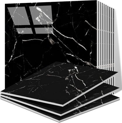Vieshful 20pcs Peel and Stick Backsplash Tile，12"x12" Self Adhesive Marble Tile for Wall, PVC Waterproof Shower Wall Panels, Back Splash Stick on Tiles for Kitchen Bathroom Living Room (Not Real Tile)
