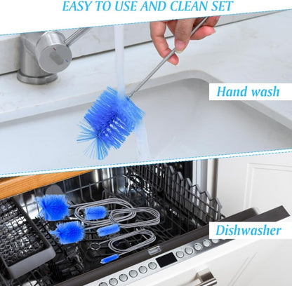 Flexible Long Drain Brush Set, Premium 3 Piece Kit with Double Ended and Stainless Steel Tube Cleaning Brushes for Ultimate Kitchen, Sink, and Pipe Cleaning, Including Powerful Drain Clog Remover