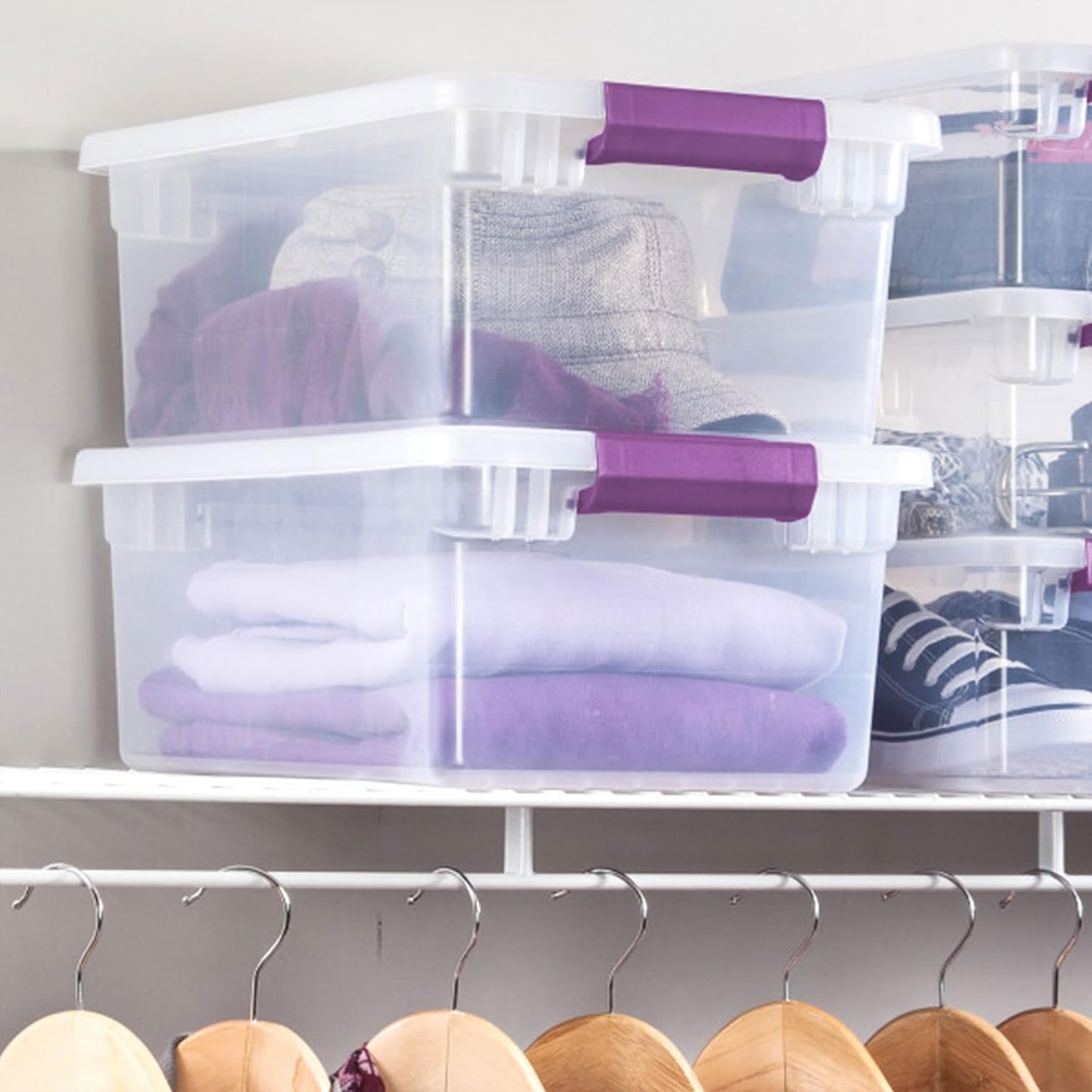 Sterilite 8-Pack 60 Quart ClearView Latch Box, Wheeled Underbed Organizer Bins with Latching Lids - Clear Plastic Organization Containers for Closet, Bedroom, Shelving Units and Everyday Home Storage