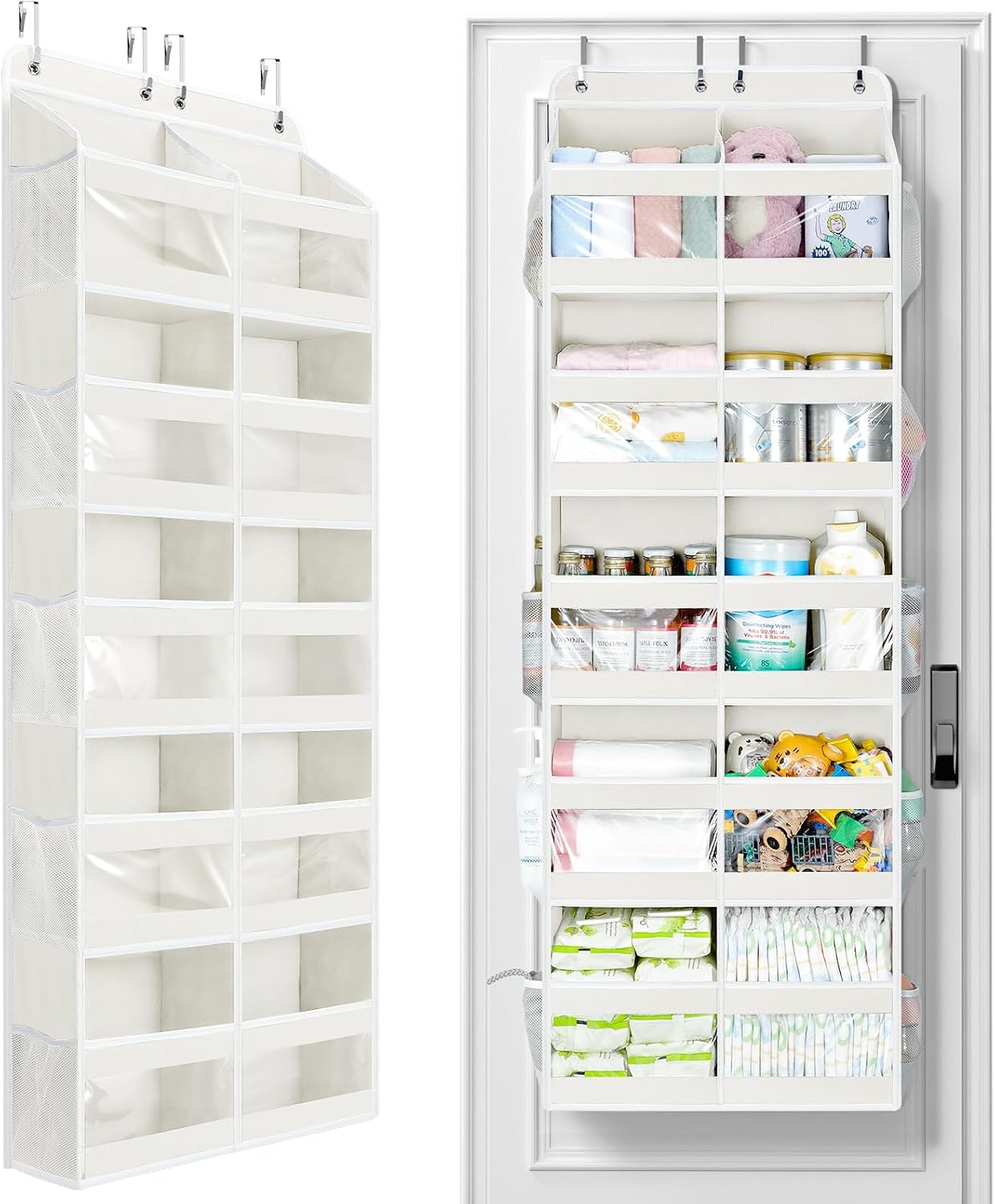 Yecaye 5-Tier Over The Door Organizer Dual-Column, 80lbs Load Over The Door Storage of 10 Compartments, Heavy Duty Door Organizer Hanging for Bedroom Closet Dorm Bathroom Pantry, Grey 1 Pack