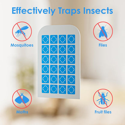 TIENBE Flying Insect Trap, 2 in 1 Indoor Plug-in Fruit Fly Trap, 1 Trap White and 6 Glue Cards, Fruit Fly Traps for Gnat, Moth, Mosquito, Suitable for Every Part of The Home