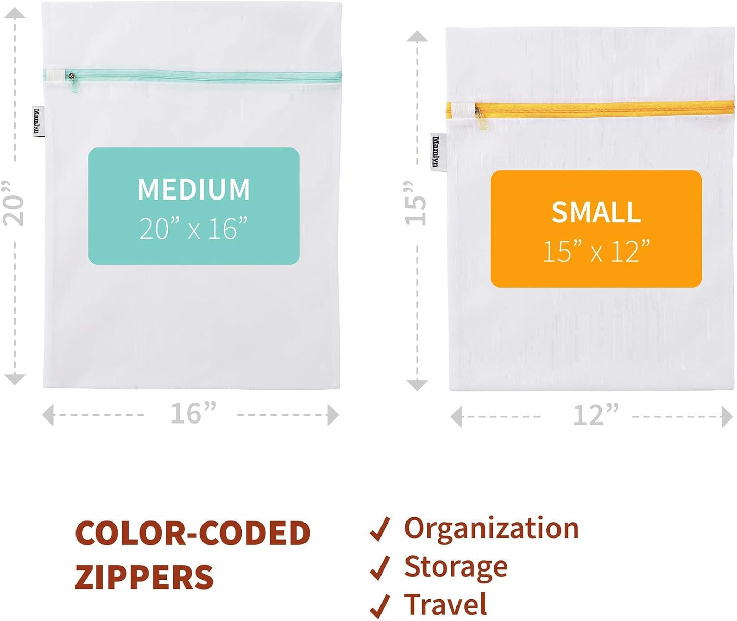Mamlyn Mesh Laundry Bag for Delicates, Wash Bag for Underwear and Lingerie, Makeup Organizer Bag (2 Small)