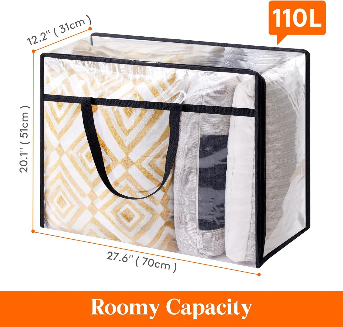 Lifewit 8 Pack Clear Clothes Storage Bags, 60L Plastic Blanket Storage Bag, Vinyl Foldable Moving Bags with Zipper, Closet Organizers and Storage Containers for Bedding, Duvet, Comforter