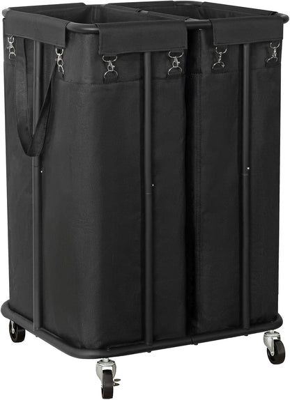 WOWLIVE Laundry Hamper with Wheels 260L Rolling Laundry Basket 3 Section Organizer Laundry Cart with Steel Frame and Removable Bags Large Dirty Clothes Hamper Dorm Room Storage for Bedroom