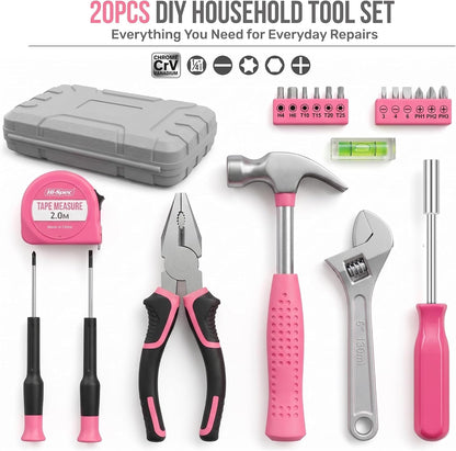Hi-Spec Tool Kit Yellow 20pc. Small Tool Kit for Home DIY & Office Repairs. Compact and Lightweight Essential Tools in a Portable Book-Sized case.