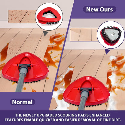 Spin Mop Replacement Set for O-Ceda EasyWring 1-Tank System, Includes 2 Mop Head Replacement, 1 Mop Handle (30-58in Adjustable 4-Section Pole), 1 Scrubber Head, 1 Spin Base