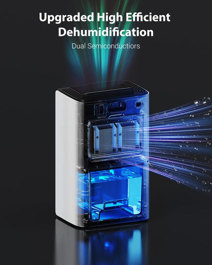 UBBO 95oz Dehumidifiers for Home, 1000 Sq.Ft Dehumidifier with Drain Hose - Auto Shut Off, Timer, Sleep Mode & Drain Hose - 7 Color Light for Bedroom, Bathroom, RV - Black Gold