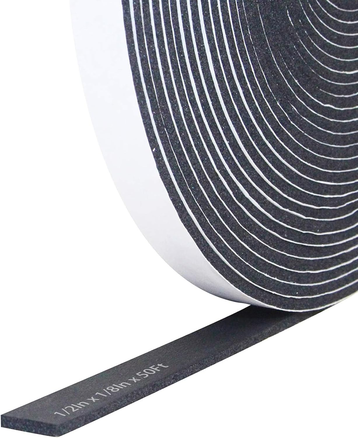 Storystore Weather Stripping Door Seal Strip, 1/2In x 1/4In x 16.5FT Self Adhesive Foam Tape for Door Window Insulation Soundproofing Weatherstrip, High Density Foam Seal for Doors Windows Furniture
