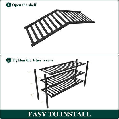 Smiry Bamboo Shoe Rack for Closet, 3 Tier Wooden Shoe Organizer, Stackable Wood Shoe Storage Shelf for Entryway, 14 Vertical Slats, One-piece Heavy-Duty Legs, 26.77"x11.02"x18.31", Natural