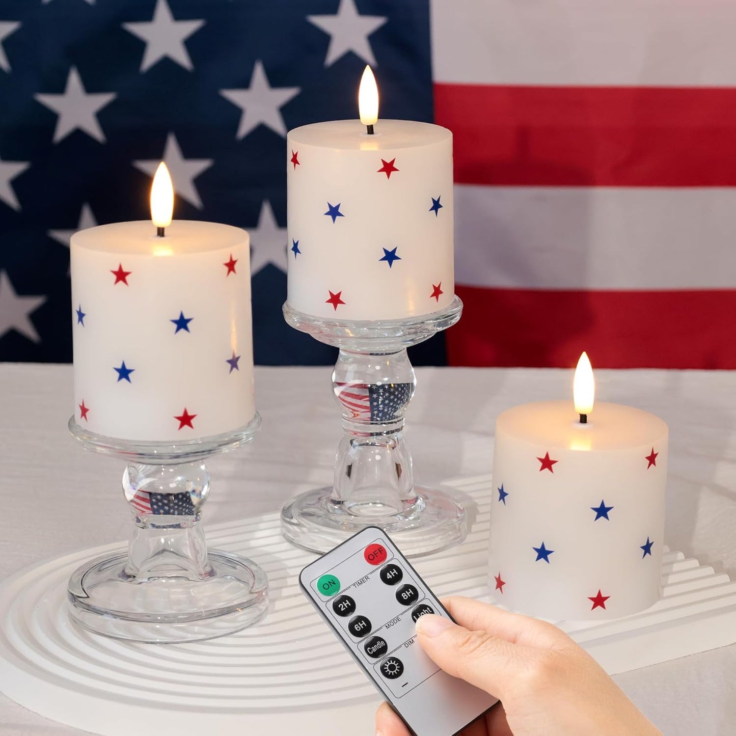 White Flameless Candles Set of 3 (3"x3") Battery Operated LED Pillar Candles with Remote and Timer, Real Wax Flickering Candles for Fireplace Bedroom Living Room Home Decor and Indoor Use