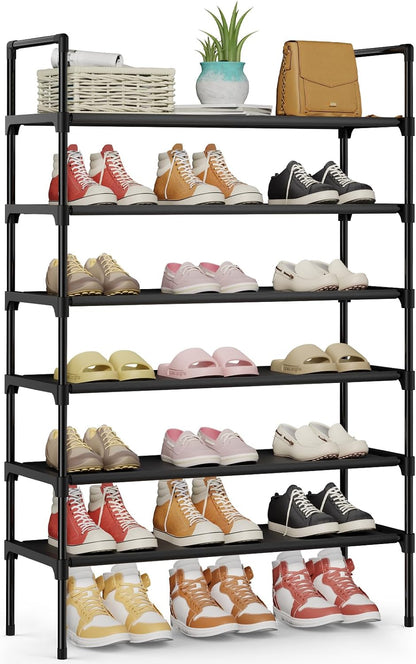 Kitsure Shoe Rack - 3-Tier Shoe Organizer, Shoe Rack for Closet, Entryway, Bedroom, Easy- Assembly Storage Shelf with Side Handles, 27.6" Wide - 3 Tiers, Grey
