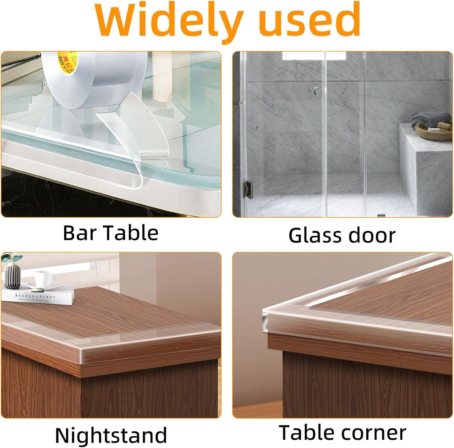 Clear Edge Protector Strip for Furniture, 0.8in x 9.84ft Invisible Corner Guards, No-Residue Self-Adhesive Sharp Edge Cushion Bumper for Table, Countertop, Cabinet, Door Frame, Home Safety