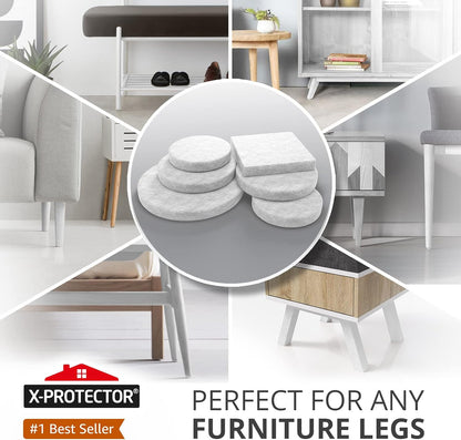 Felt Furniture Pads X-PROTECTOR - 48 Premium Floor Protector Chair Felts for Feet Wood Floors Best Hardwood Protect Your Hard Floors! (Brown)