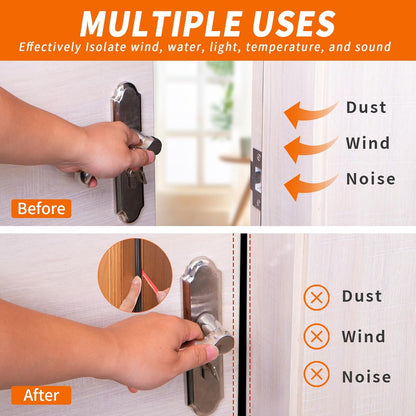 40 Feet Self-Adhesive Rubber Weather Stripping Fits Big Gaps, Extra Thick Rubber Door Weather Stripping Door Seal Strip for Door Frame Door Insulation Strip Waterproof(White)
