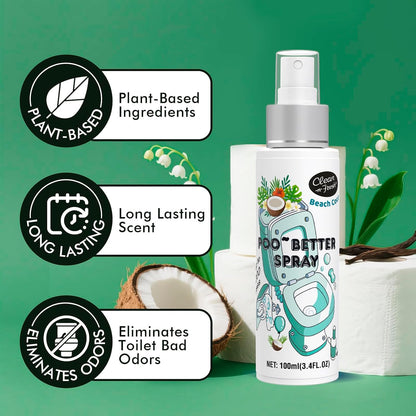 Clean-n-Fresh Toilet Spray, 6.8 Fl.oz Poo Spray | Up to 400+ Uses, 100% Natural Plant Essential Oil Citrus Scent, Bathroom Deodorizer