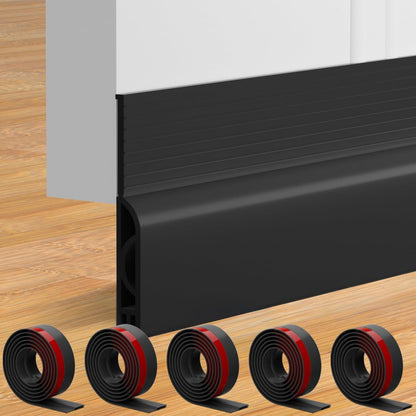 Door Draft Stopper, Adjustable Weather Stripping Seal for Cold Insulation, Bottom/Under Sweep for Exterior & Interior Doors, Seal Blocker Noise, Black, 39 inches
